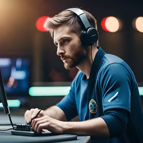 Un joueur esport concentré