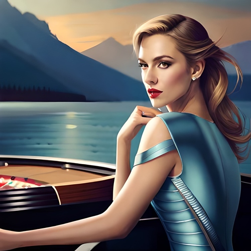 Une belle femme devant une table de roulette lors d’un voyage